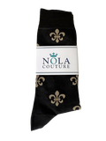 NOLA Couture Black & Gold Fleur de Lis Socks