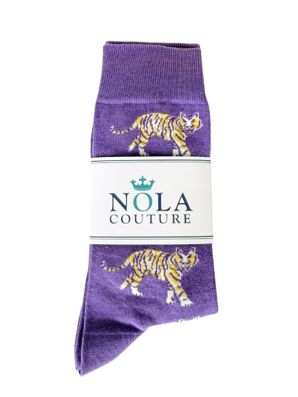NOLA Couture Purple Tiger Socks