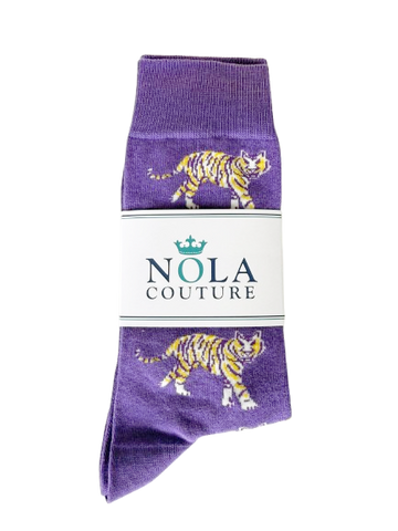 NOLA Couture Purple Tiger Socks