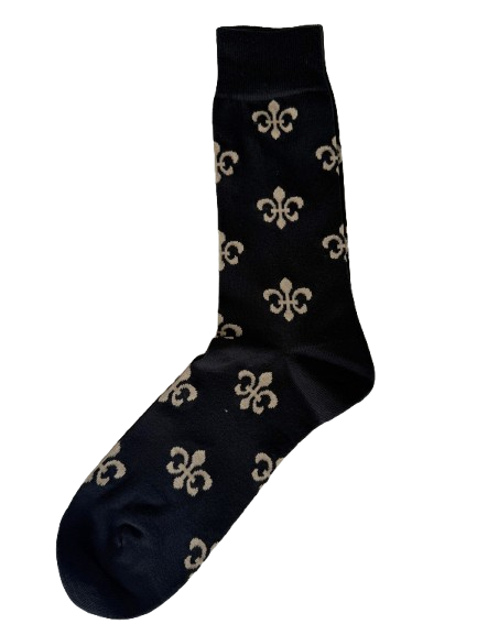 NOLA Couture Black & Gold Fleur de Lis Socks