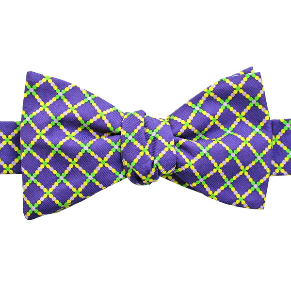 Regal Purple Mardi Gras Beads Bow Tie