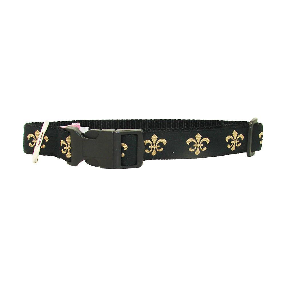 Black & Gold Fleur de Lis Dog Collar