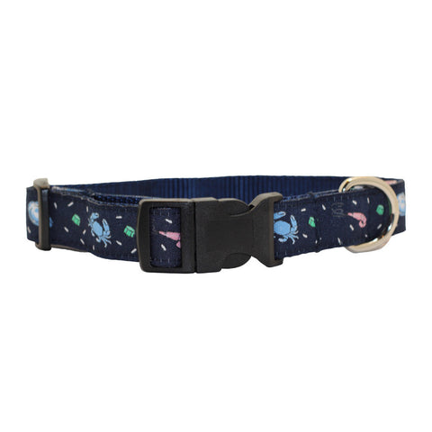 Midnight Navy Seafood Gumbo Dog Collar