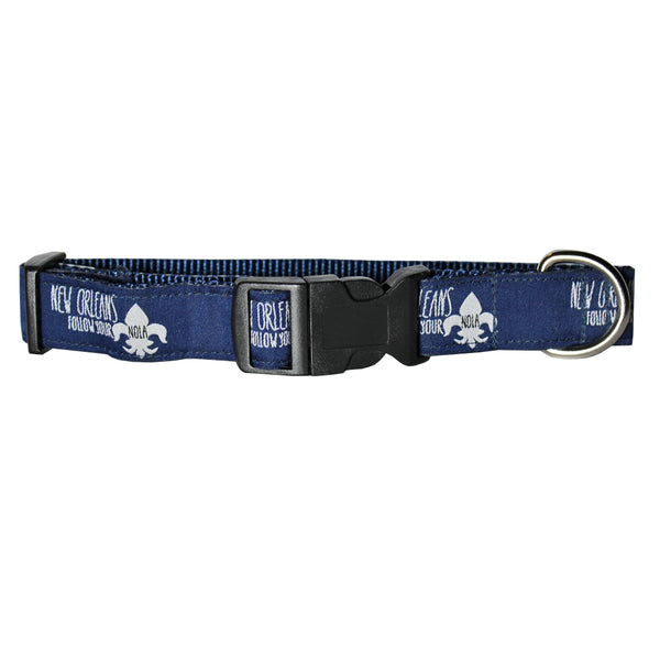 Midnight Navy Follow Your NOLA Dog Collar