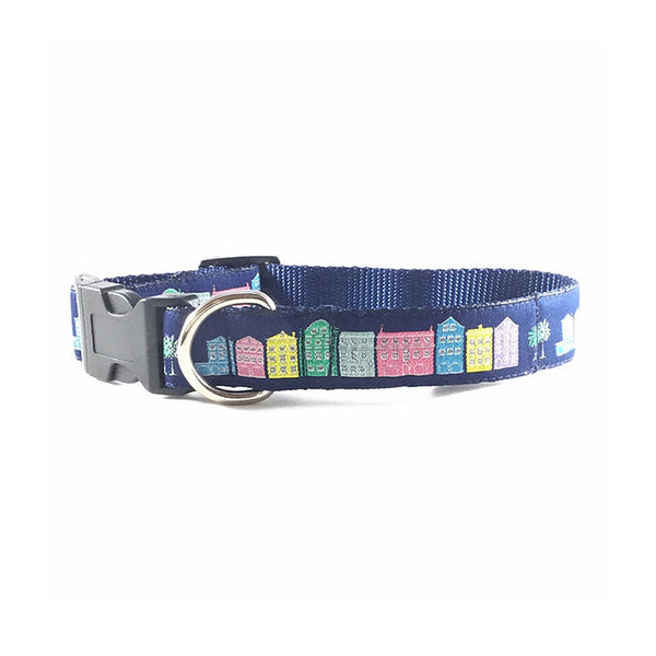 Midnight Navy Rainbow Row Dog Collar