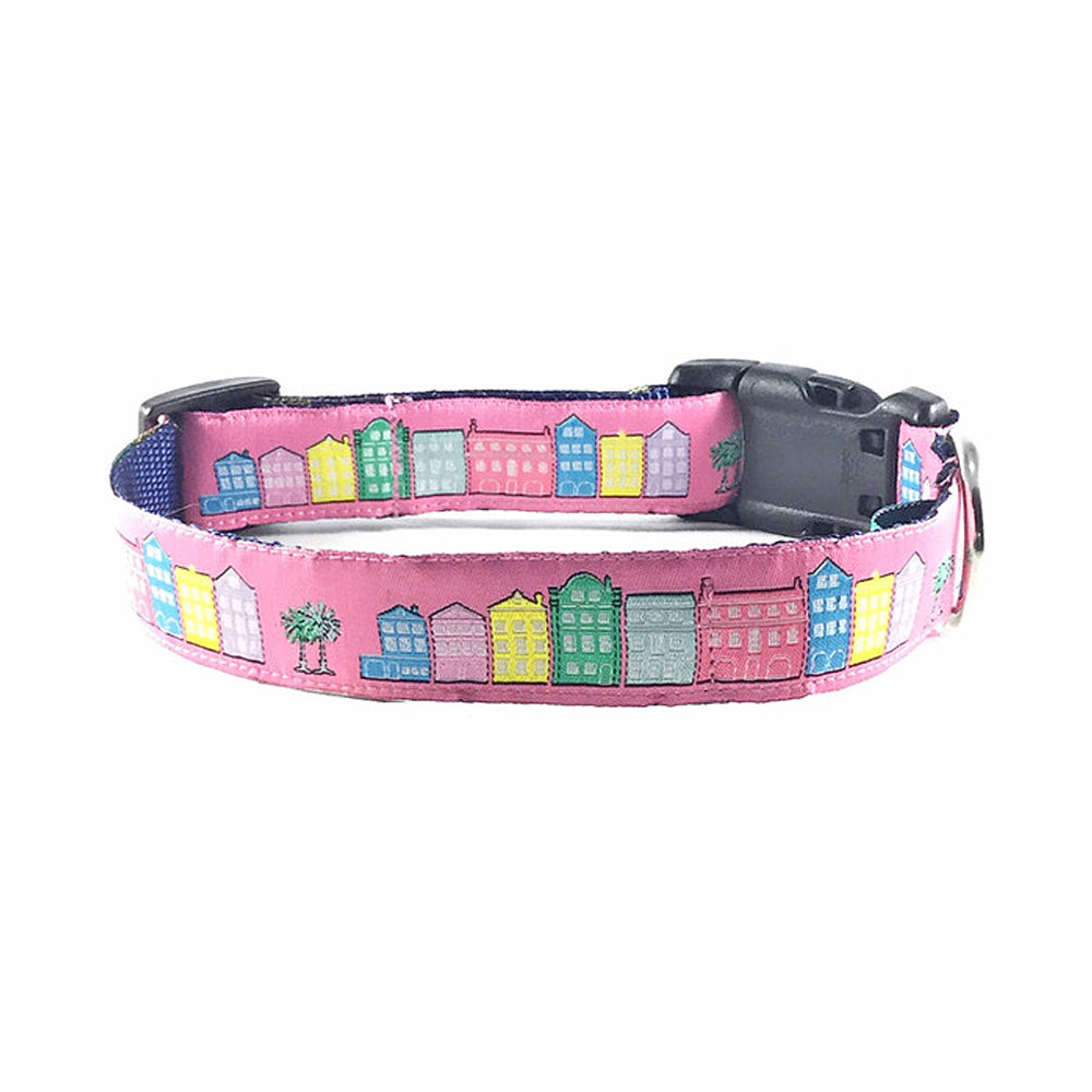 Panama Pink Rainbow Row Dog Collar