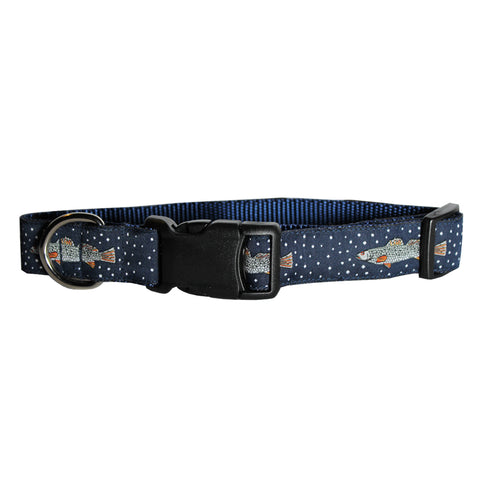 Midnight Navy Speckled Trout Dog Collar