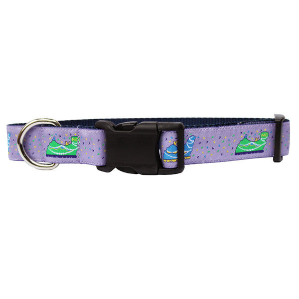 Ash Wednesday Lavender Mardi Gras Floats Dog Collar
