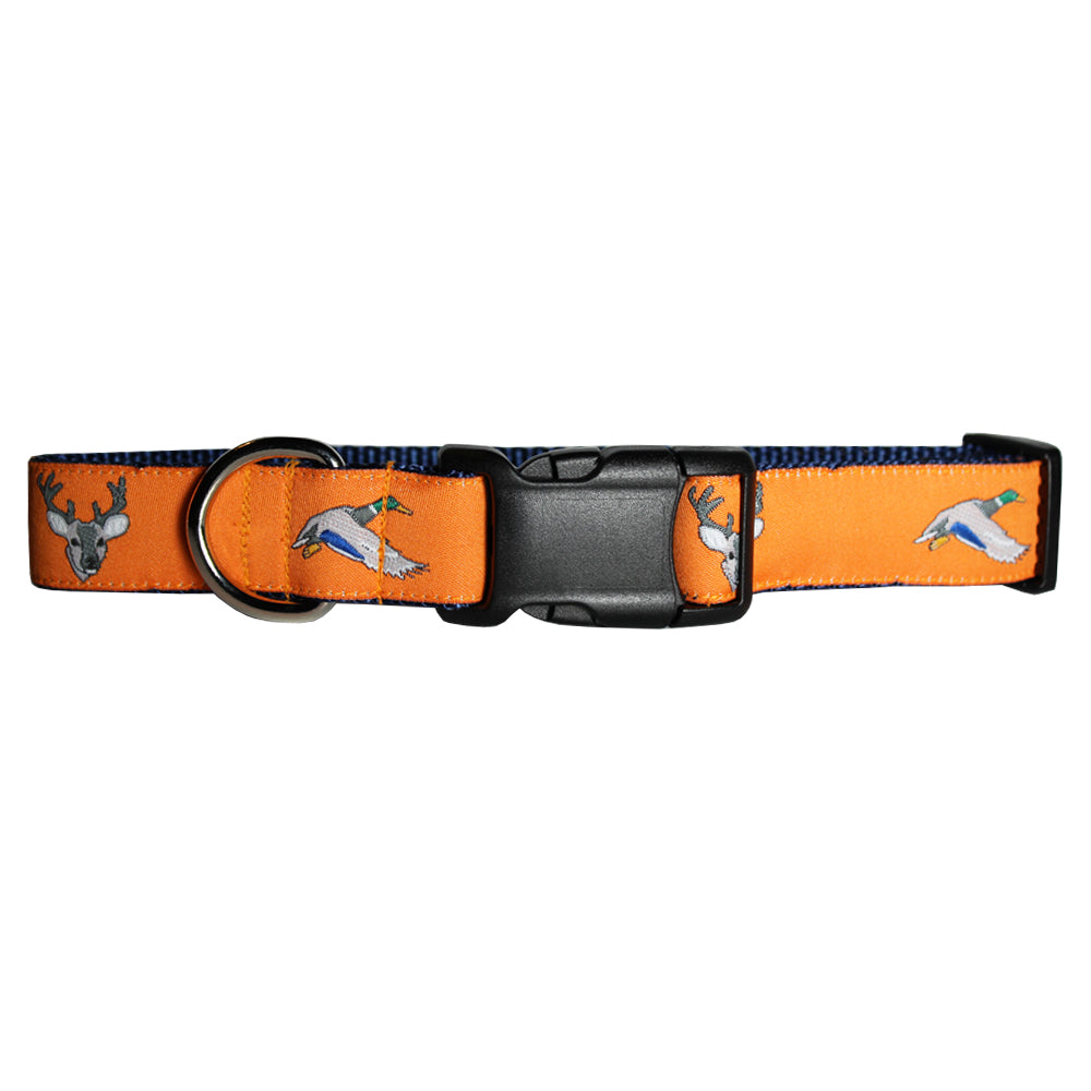 Citrus Orange Ducks and Bucks Dog Collar