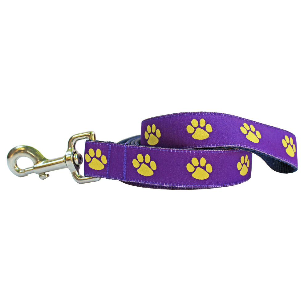 Regal Purple Paw Prints Dog Leash
