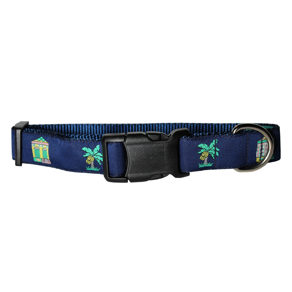 Midnight Navy Shotgun Houses Dog Collar