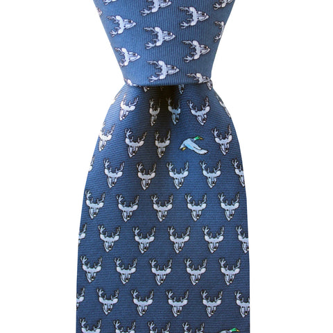 Midnight Navy Ducks & Bucks Skinny Tie