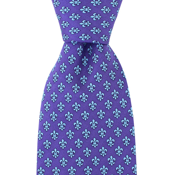 Regal Purple Fleur de Lis Extra Long Tie