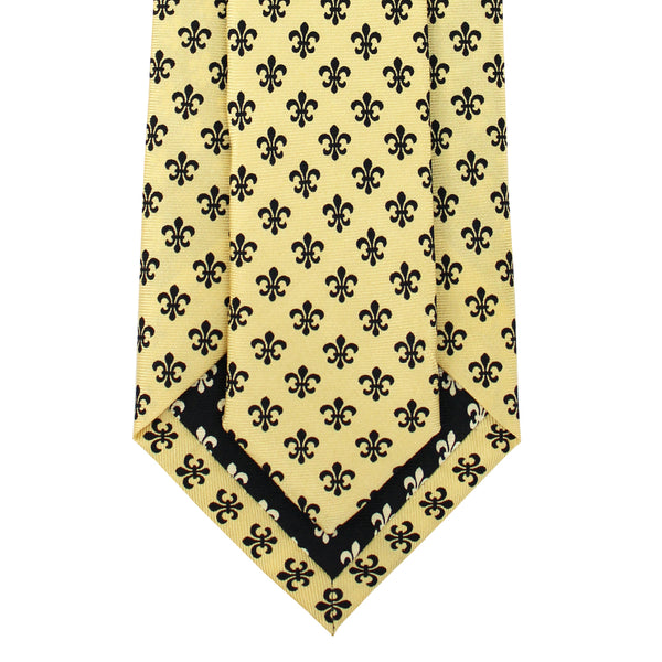 Gold & Black Fleur de Lis Skinny Tie