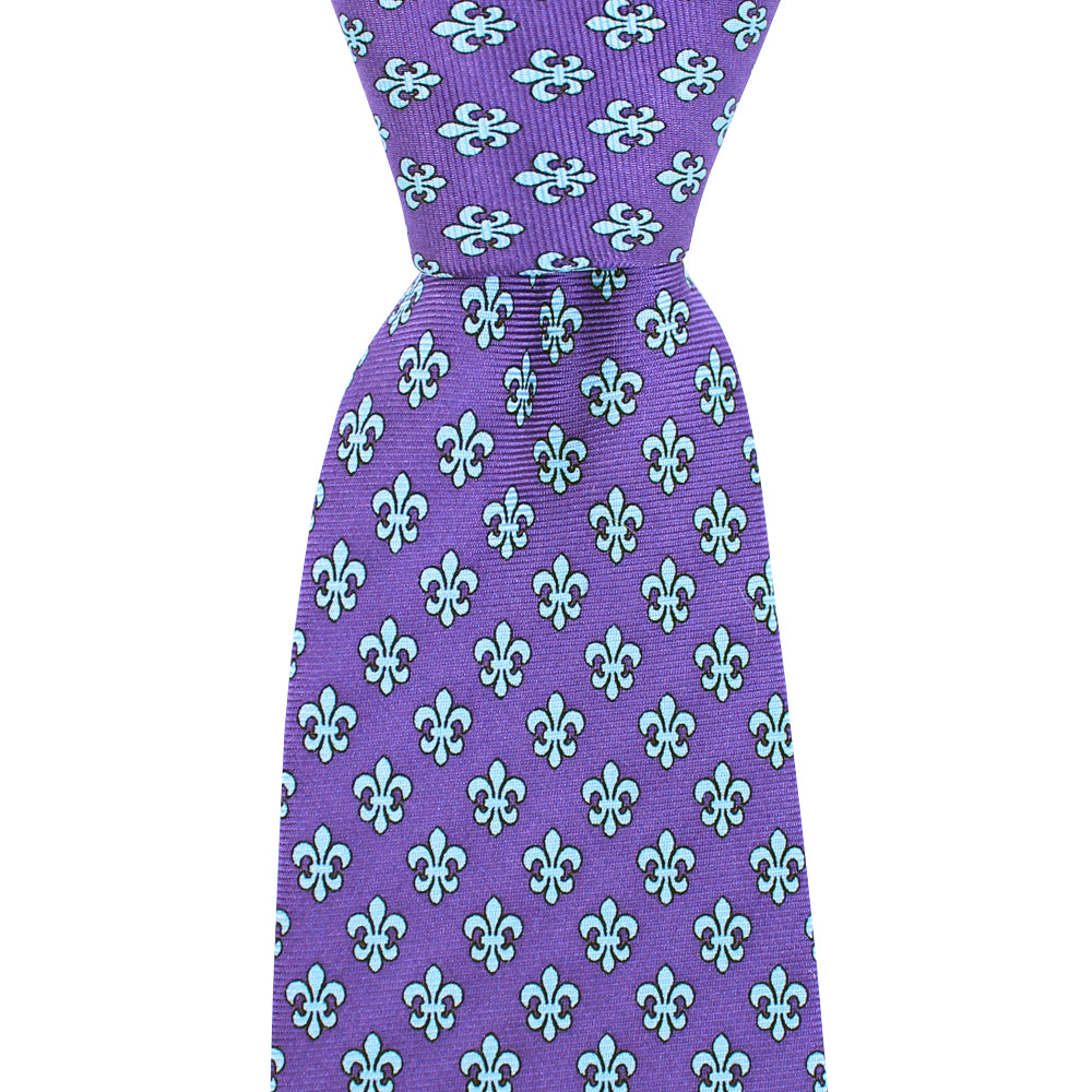 Regal Purple Fleur de Lis Skinny Tie