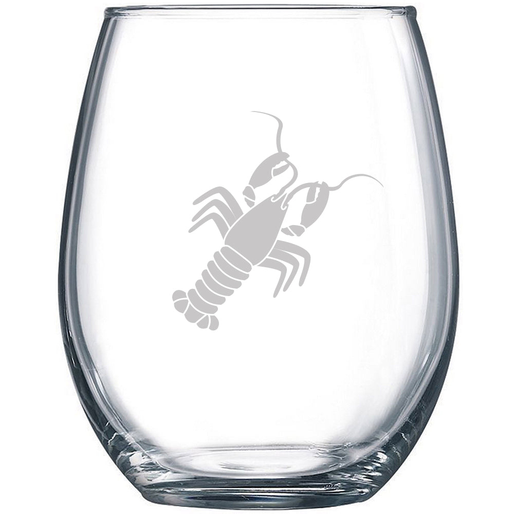 Chinoserie Flower Stemless Wine Glass — The Horseshoe Crab