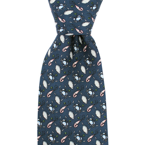 Midnight Navy Seafood Gumbo Skinny Tie