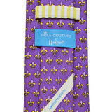 NOLA Couture x Haspel Regal Purple Fleur de Lis Extra Long Tie