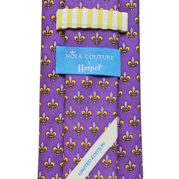NOLA Couture x Haspel Regal Purple Fleur de Lis Tie