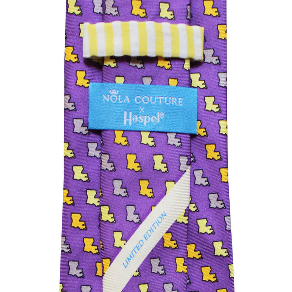 NOLA Couture x Haspel Purple & Gold Louisiana Extra Long Tie