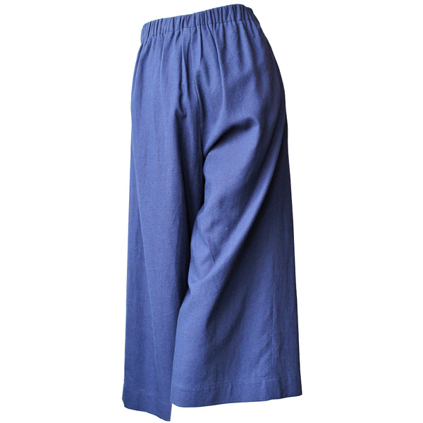 Navy Linen Kimono Pants