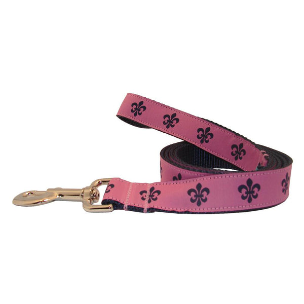 Pink & Navy Fleur de Lis Dog Leash