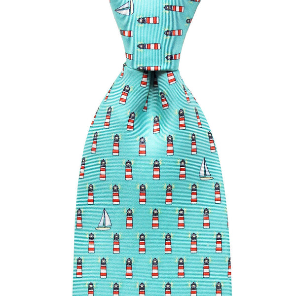 Caribbean Blue Lighthouses Extra Long Tie