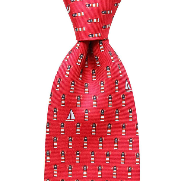 Cayenne Red Lighthouses Extra Long Tie