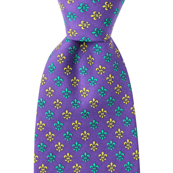 Regal Purple Multi Fleur de Lis Extra Long Tie