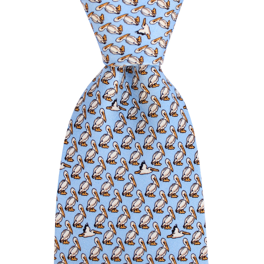 Gulf Blue Pelican Extra Long Tie
