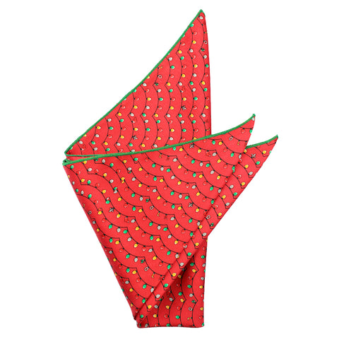 Cayenne Red Christmas Lights Pocket Square
