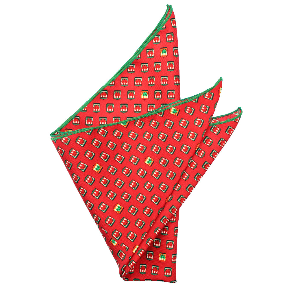 Cayenne Red Holiday Streetcar Pocket Square