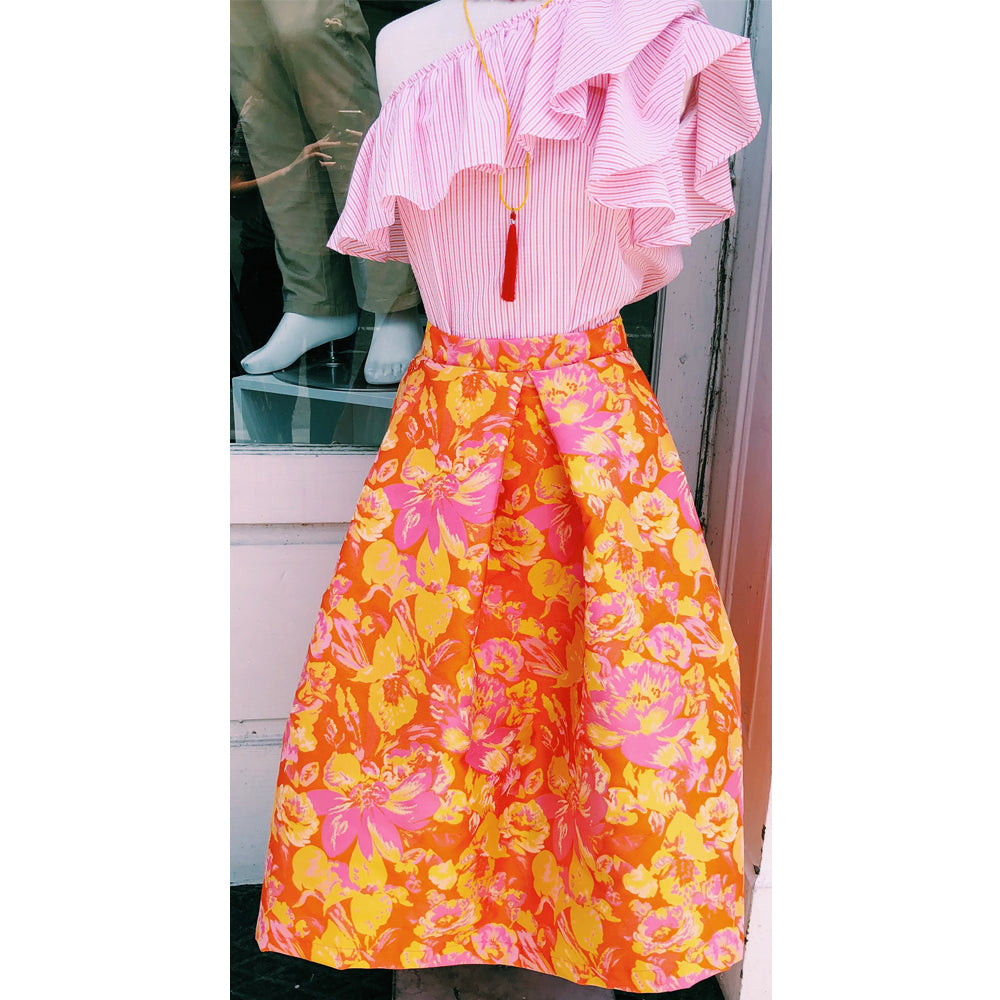 Skirt - Silk crepe jacquard, pink — Fashion