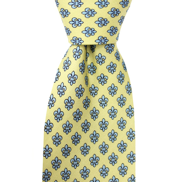 King Cake Yellow Fleur de Lis Skinny Tie