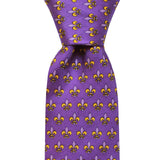 NOLA Couture x Haspel Regal Purple Fleur de Lis Skinny Tie