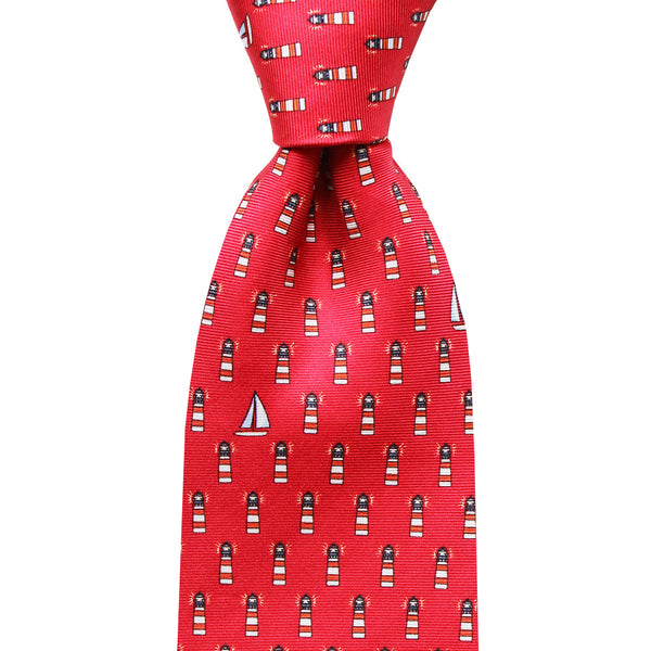 Cayenne Red Lighthouses Skinny Tie