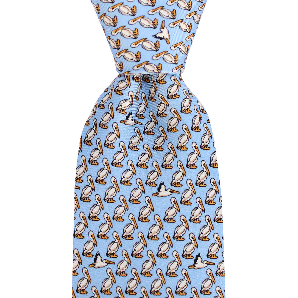 Gulf Blue Pelican Skinny Tie