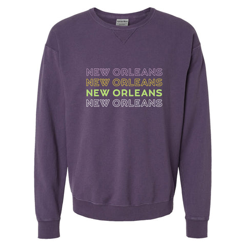 Grape Soda Mardi Gras Stacked New Orleans Sweatshirt