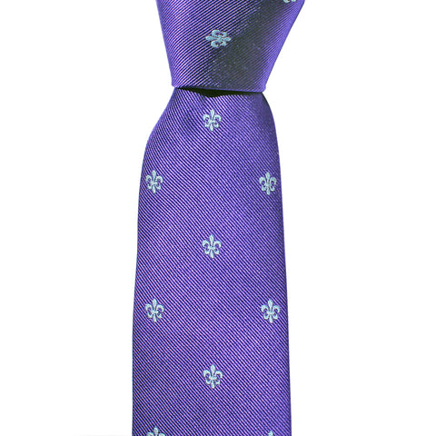 Regal Purple Fleur de Lis Skinny Woven Tie
