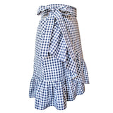 Gingham Ruffle Wrap Skirt