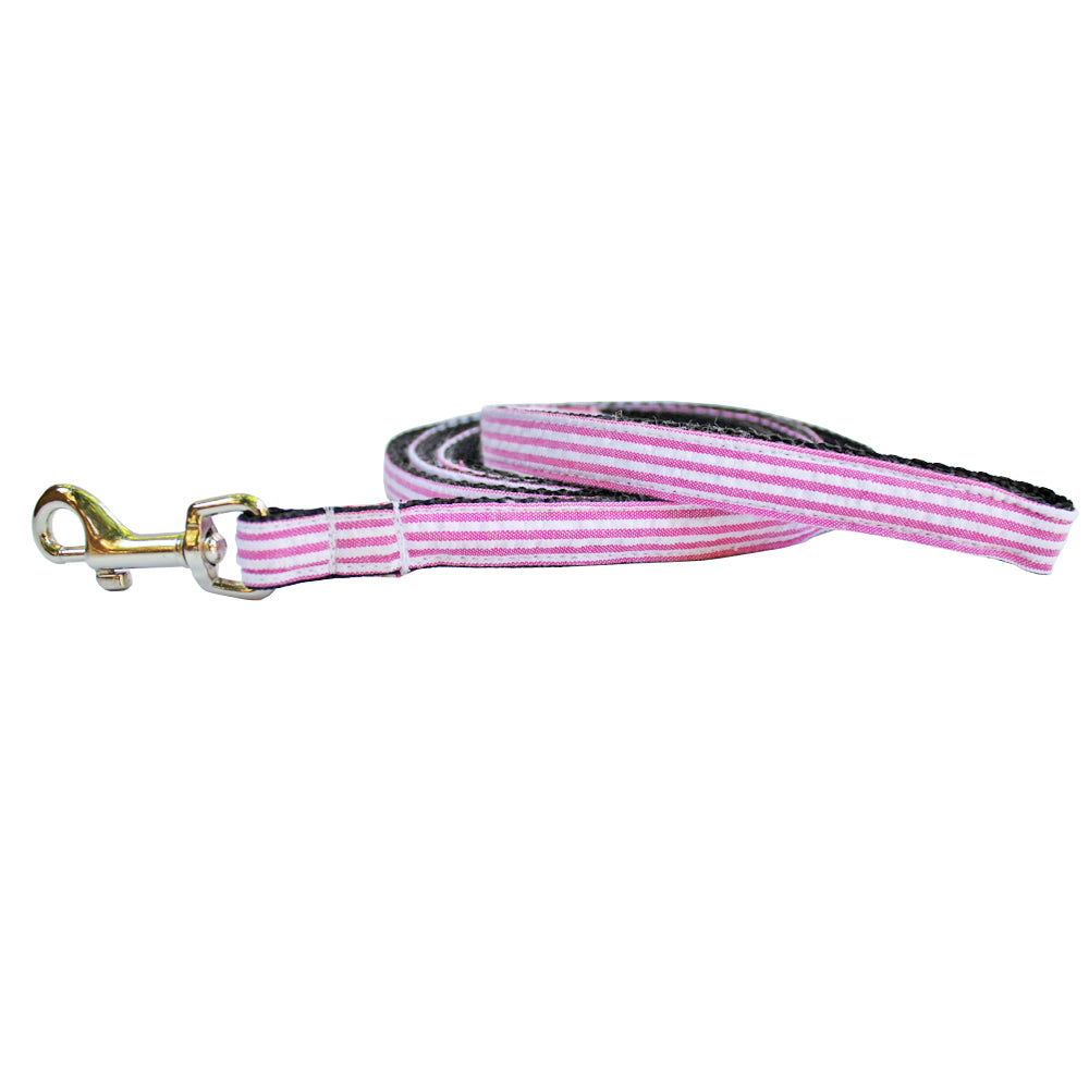Panama Pink Extra Small Seersucker Dog Leash