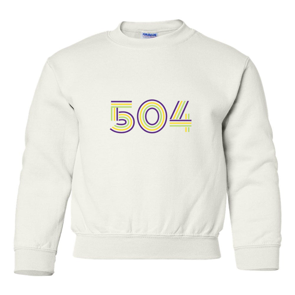 White Mardi Gras 504 Youth Sweatshirt